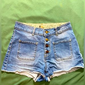 ROXY denim cutoff shorts, button fly, Sz 29